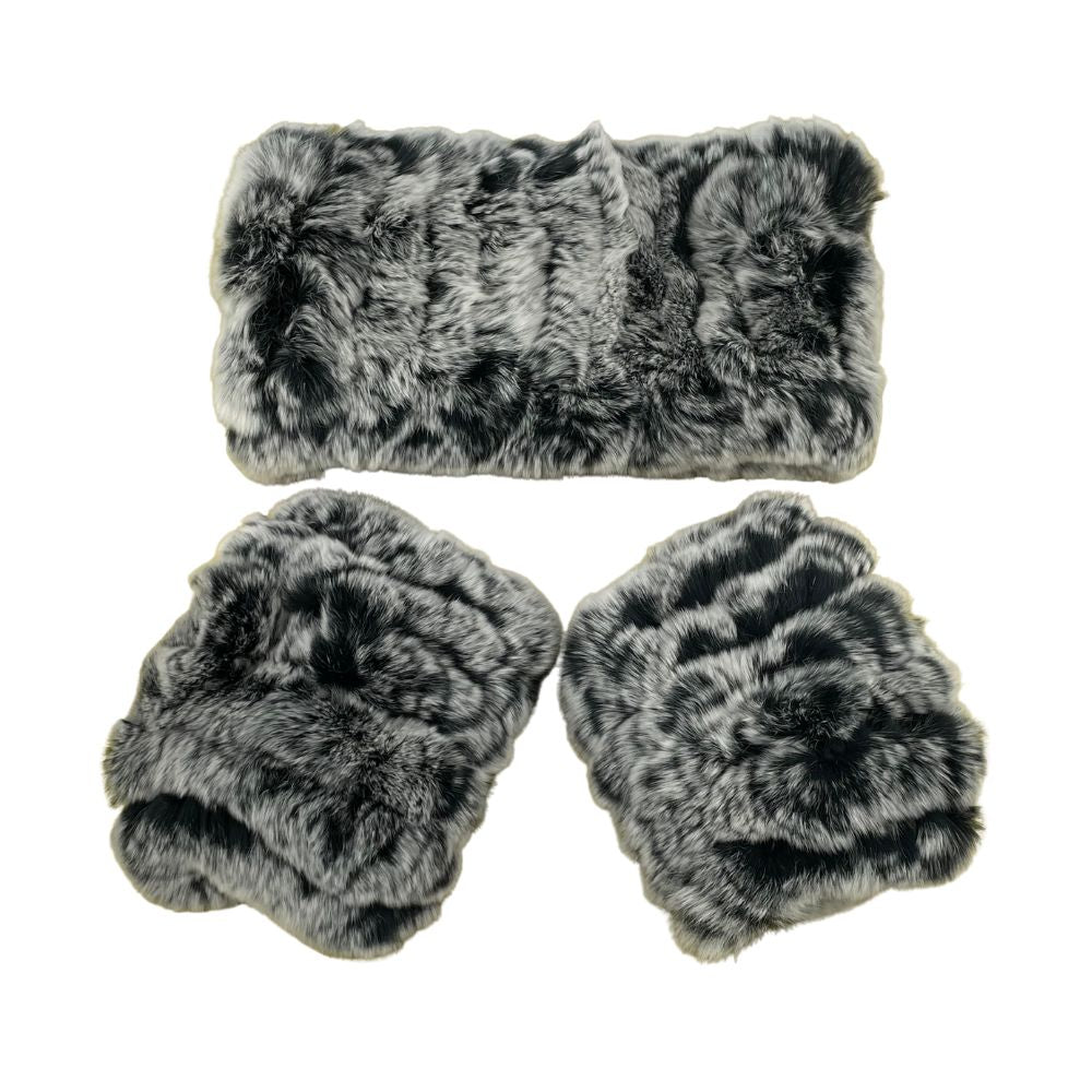 KNITTED REX RABBIT SET: GLOVES & SCARF - BLACKSNOW