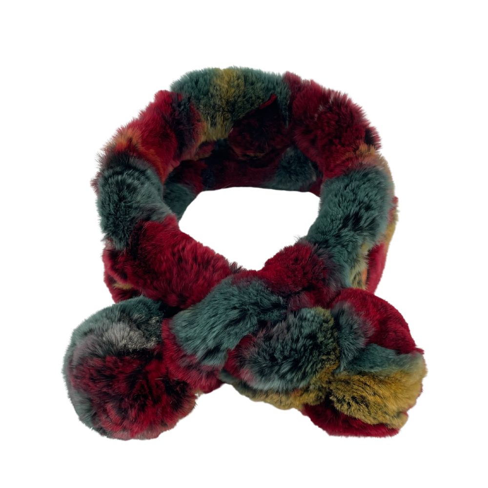 REX RABBIT LADDER SCARF - RED MULTI