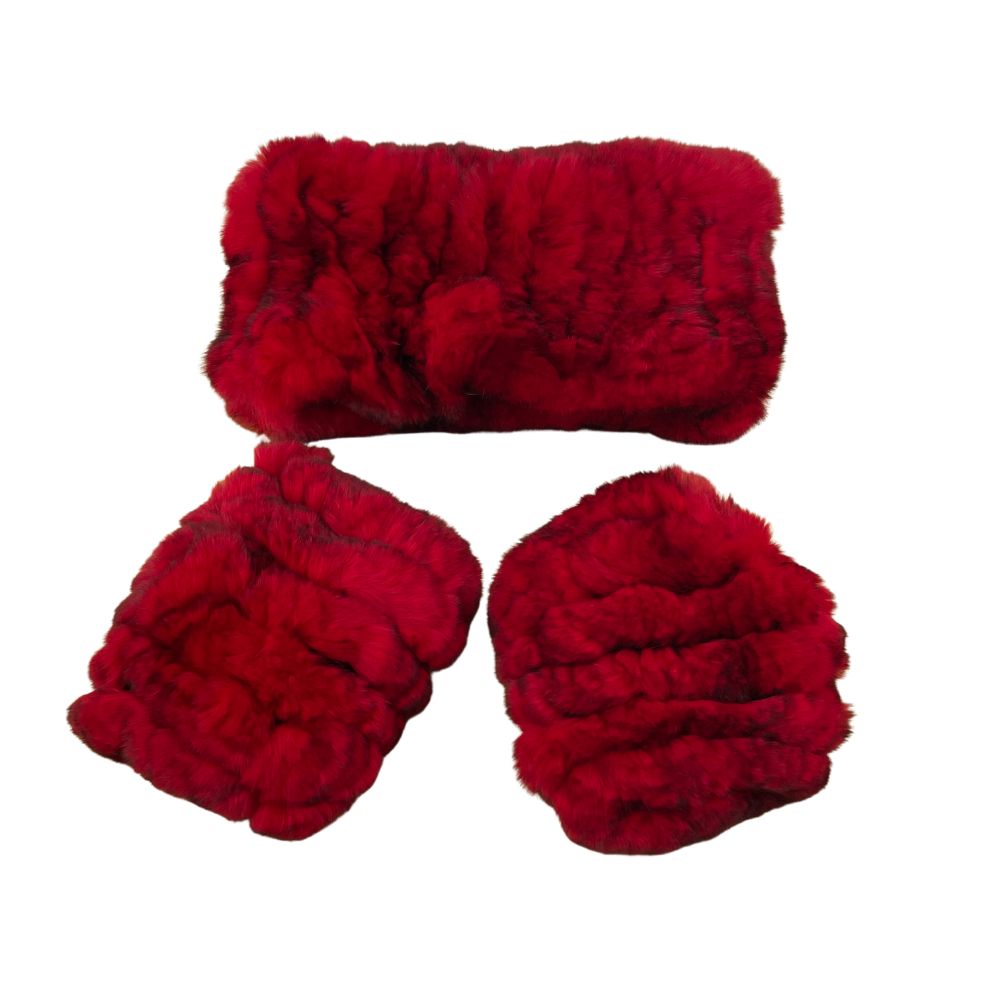 KNITTED REX RABBIT SET: GLOVES & SCARF - RED – Yfur